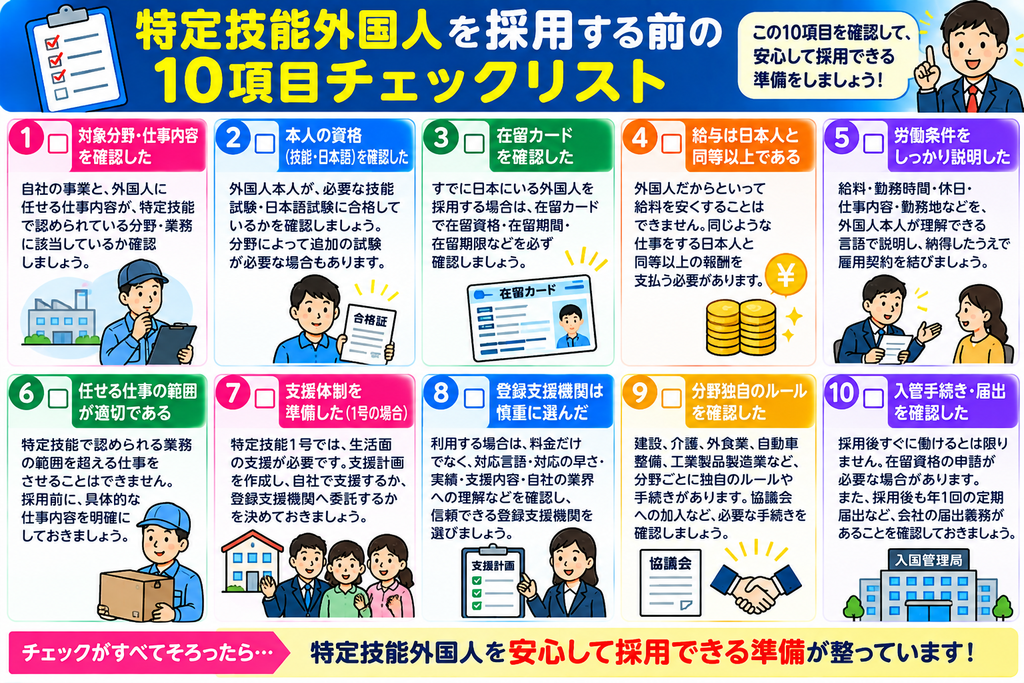 特定技能採用前10項目チェックリスト